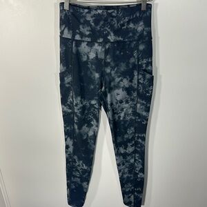 American Eagle Black and Gray Tie-Dye Smokey The Everything Pocket Leggings Long